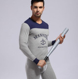 (Shirt + Pant) Men Thermal Underwear Cotton Printing Underwear Warm Quality Sleep Sets Top And Leggings Men Long Johns Set