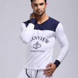 (Shirt + Pant) Men Thermal Underwear Cotton Printing Underwear Warm Quality Sleep Sets Top And Leggings Men Long Johns Set