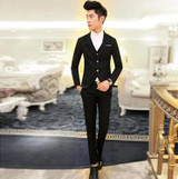 (Jacket+Vest+Pants)Men Slim Fit Suits Plus Size M- XXL Men's Wedding Suits With Pants Business Mens Formal Wear Free shipping