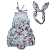 (DEWDROP) Rose Floral Printed Baby Romper ,Vintage Baby Girls playsuit ,Lace Floral printes Baby Swag Rompers baby girl clothes