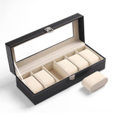 (6 Grid)Classic Watch Storage Box Luxury Display Solid Boxes Case Jewelry Watches Organizer Leather with Glass Durable Tools