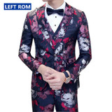 ( Jacket + Vest + Pants ) New Mens High-grade Printing Groom Wedding Dress Suits / Male Slim Fashion Leisure Suits / Men Blazer