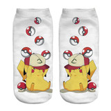 % New Arrival Kawaii Harajuku Pokemon Pikachu Socks 3D Printed Cartoon Women's Low Cut Ankle Socks Novelty Casual Socks Meias D