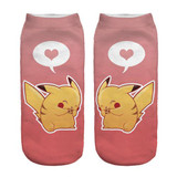 % New Arrival Kawaii Harajuku Pokemon Pikachu Socks 3D Printed Cartoon Women's Low Cut Ankle Socks Novelty Casual Socks Meias D