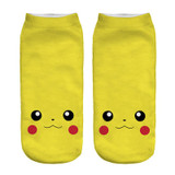% New Arrival Kawaii Harajuku Pokemon Pikachu Socks 3D Printed Cartoon Women's Low Cut Ankle Socks Novelty Casual Socks Meias D