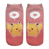 % New Arrival Kawaii Harajuku Pokemon Pikachu Socks 3D Printed Cartoon Women's Low Cut Ankle Socks Novelty Casual Socks Meias D