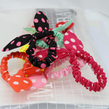 #AD17027 12Pcs/lot Cute Bunny Rubber Bands Girls Flower Hair Clip Headbands Rabbit Ears Dot Headwear Elastic Hair Band Hair Rope