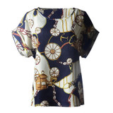 # Vestido 2017 Wheel Chain Print Short Sleeve Sexy Chiffon Shirt Women blouses Camisa feminina Plus Size Free shipping17