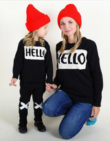 "Hello" Style 2017 New Family Matching Outfits Autumn Winter Casual Sweater For Mother Daughter Son Family Clothe Family Set
