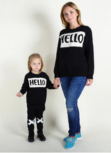 "Hello" Style 2017 New Family Matching Outfits Autumn Winter Casual Sweater For Mother Daughter Son Family Clothe Family Set
