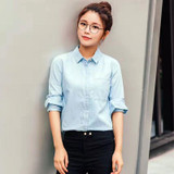 GOPLUS 2018 Denim Shirt Women Blouses Blue Long Sleeves School Shirts Jeans Turn Down Collar Blusas femininas Tops C4273