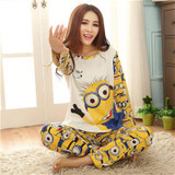GOPLUS 2017 Autumn Long-sleeve Cartoon Lovers Home Clothing Couples Matching Pajamas Adult Minion Pajamas Sets Lovers sleepwear
