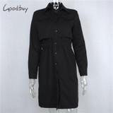 Goodbuy 2017 Women Summer Dress Long Sleeve Knee-Length Office Dress Solid Front Split Button Lady Bodycon Dress Vestidos Robes