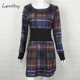Goodbuy 2016 New Arrival Plaid Women's Dress Printed O-neck Long Sleeve Dress Office Casual Women Winter Dress Vestido De Festa Goodbuy 2016 New Arrival Plaid Women's Dress Printed O-neck Long Sleeve Dress Office Casual Women Winter Dress Vestido De Festa