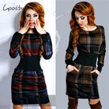Goodbuy 2016 New Arrival Plaid Women's Dress Printed O-neck Long Sleeve Dress Office Casual Women Winter Dress Vestido De Festa Goodbuy 2016 New Arrival Plaid Women's Dress Printed O-neck Long Sleeve Dress Office Casual Women Winter Dress Vestido De Festa