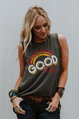 Good Vibes Graphic Tank - Charcoal