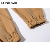 GONTHWID Drop Crotch Harem Joggers Sweatpants Men Hip Hop Casual Trousers Streetwear Male Cotton Elastic Waist Drawstring Pants