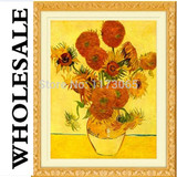 Golden Panno,Needlework,Embroidery,DIY Floral Painting,Cross stitch,kit,11ct Van Gogh sunflower Cross-stitch,Sets For Embroidery