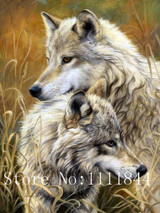 Golden panno,Needlework,Embroidery,DIY Animal Painting,Cross stitch,kits,14ct two quite wolves Cross-stitch,Sets For Embroidery