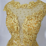 Gold Vintage Lace Appliques Short Cocktail Dresses 2017 Pearls Short Prom Party Dresses robe de cocktail vestido de festa curto