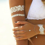 Gold Tattoo Flash Metallic Taty Tatouage Temporary Sticker Random 3PCS
