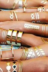 Gold Tattoo Flash Metallic Taty Tatouage Temporary Sticker Random 3PCS