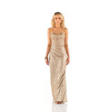 Gold Sequin Bridesmaid Dress Long Plus Size Champagne Wedding Guest Dress Vestidos De Madrinha Robe Demoiselle D'Honneur