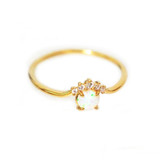 Gold Ring with Opal and CZ Accent