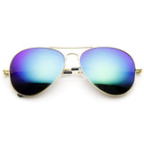 Gold Metal Frame With Flash Mirrored Lens Sunglasses