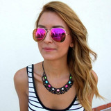 Gold Metal Frame With Flash Mirrored Lens Sunglasses
