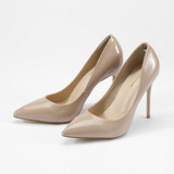 GENSHUO Women Pumps Nude Pointed Toe High Heel Shoes Stiletto High Heels Ladies Spring Autumn Steel Heel 12 10 8 cm Big Size