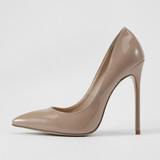 GENSHUO Women Pumps Nude Pointed Toe High Heel Shoes Stiletto High Heels Ladies Spring Autumn Steel Heel 12 10 8 cm Big Size