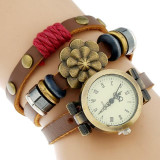 Genova Platinum Top Women Premium Genuine Leather Watch Triple Bracelet Watch Butterfly Charm Wristwatch Fashion  Para Femme