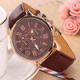 Geneva Watch Women Watches Reloj Mujer Dropship 2017 Casual Roman Numerals PU Leather Mechanical Clock