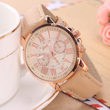 Geneva Watch Women Watches Reloj Mujer Dropship 2017 Casual Roman Numerals PU Leather Mechanical Clock