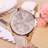 Geneva Watch Women Watches Reloj Mujer Dropship 2017 Casual Roman Numerals PU Leather Mechanical Clock