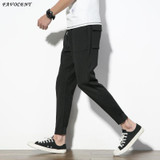 FAVOCENT Fashion Brand Men's Pants Harem Trousers Pockets Elastic Waist Male Casual Pants Pencil Ankle Length Pants Loose Pop