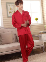 Faux silk sleep lounge Rayon pajama sets  for men women  sleepwear  red marriage wedding pijamas lady's pyjamas female homewear