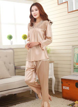 Faux silk sleep lounge Rayon pajama sets  for men women  sleepwear  red marriage wedding pijamas lady's pyjamas female homewear