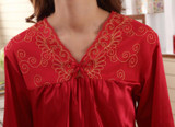 Faux silk sleep lounge Rayon pajama sets  for men women  sleepwear  red marriage wedding pijamas lady's pyjamas female homewear