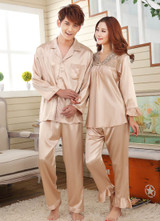 Faux silk sleep lounge Rayon pajama sets  for men women  sleepwear  red marriage wedding pijamas lady's pyjamas female homewear