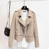 Faux Soft Leather Long Sleeve Coat Zipper Design Motorcycle PU Jacket 2016 New Fashion Autumn Winter Women