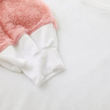 Faux Fur Cropped Hoodies Women Oversized Long Sleeve Pink x White Pacthwork Sweatshirts Warm Casual Loose Sexy Pullover Tops