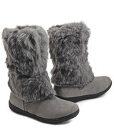 Faux Fur Boots - Grey
