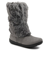 Faux Fur Boots - Grey