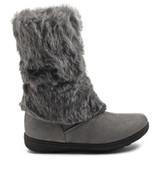Faux Fur Boots - Grey