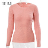 FATIKA Womens Autumn Winter Cashmere Blended Sweater O-Neck Pullovers Long Sleeve Jumpers Women's Knitted Sweaters