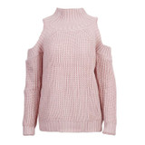FATIKA Women's Off Shoulder Turtleneck Knitted Sweaters Autumn 2017 Fashion Pullover Jumpers Winter Oversized Sweater for Woman