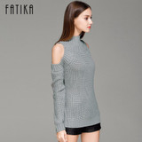 FATIKA Women's Off Shoulder Turtleneck Knitted Sweaters Autumn 2017 Fashion Pullover Jumpers Winter Oversized Sweater for Woman