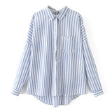 FATIKA 2017 Womens Tops And Blouses Striped Turn-down Collar Casual Striped Full Sleeve Fashion Shirts for women